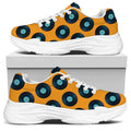 Blue Vinyl Record Pattern Print White Chunky Shoes