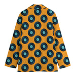 Blue Vinyl Record Pattern Print Women's Blazer