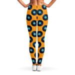 Blue Vinyl Record Pattern Print Women's Leggings