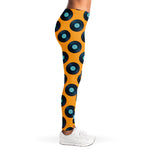 Blue Vinyl Record Pattern Print Women's Leggings