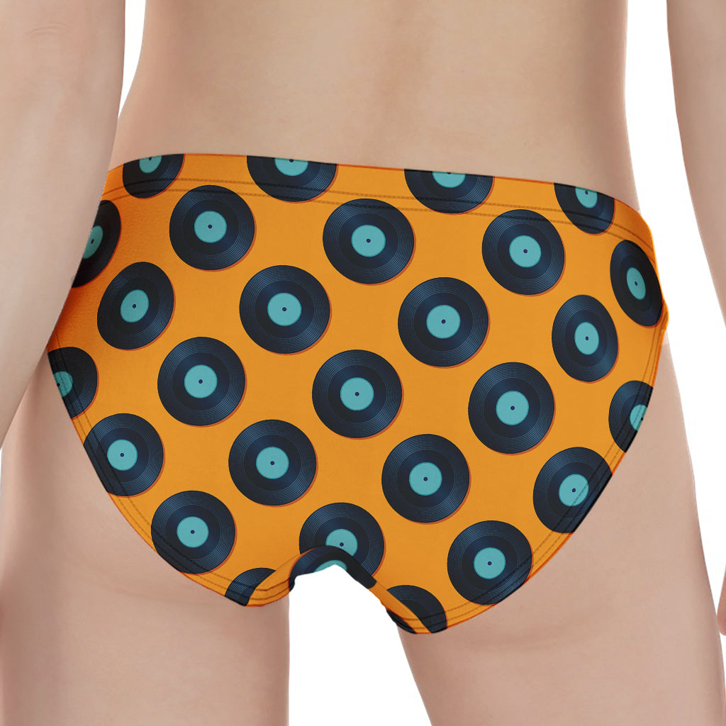 Blue Vinyl Record Pattern Print Women's Panties