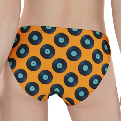 Blue Vinyl Record Pattern Print Women's Panties