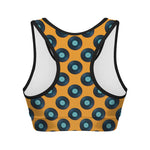 Blue Vinyl Record Pattern Print Women's Sports Bra