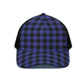 Navy Blue And Black Buffalo Check Print Black Mesh Trucker Hat
