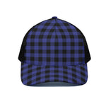 Blue Violet And Black Buffalo Check Print Black Mesh Trucker Cap