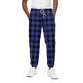 Navy Blue And Black Buffalo Check Print Cotton Sweatpants