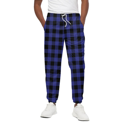 Blue Violet And Black Buffalo Check Print Cotton Pants