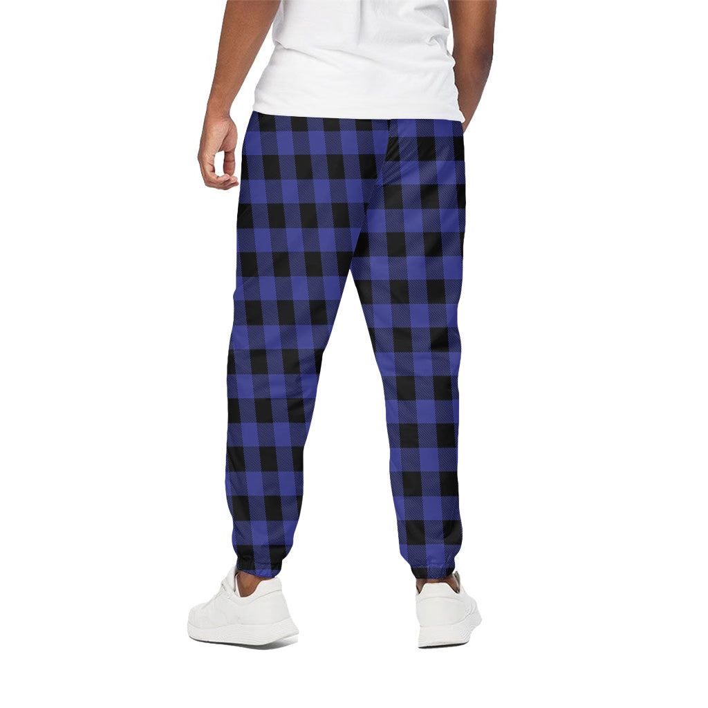 Blue Violet And Black Buffalo Check Print Cotton Pants