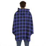 Blue Violet And Black Buffalo Check Print Hoodie Blanket