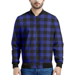 Blue Violet And Black Buffalo Check Print Men's Bomber Jacket
