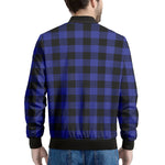 Blue Violet And Black Buffalo Check Print Men's Bomber Jacket