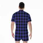 Blue Violet And Black Buffalo Check Print Men's Rompers