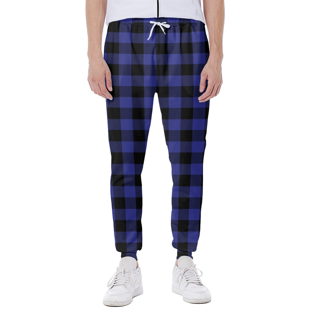 Blue Violet And Black Buffalo Check Print Scuba Joggers