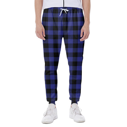 Blue Violet And Black Buffalo Check Print Scuba Joggers