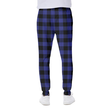 Blue Violet And Black Buffalo Check Print Scuba Joggers