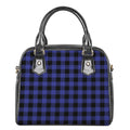Navy Blue And Black Buffalo Check Print Shoulder Handbag