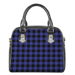 Blue Violet And Black Buffalo Check Print Shoulder Handbag