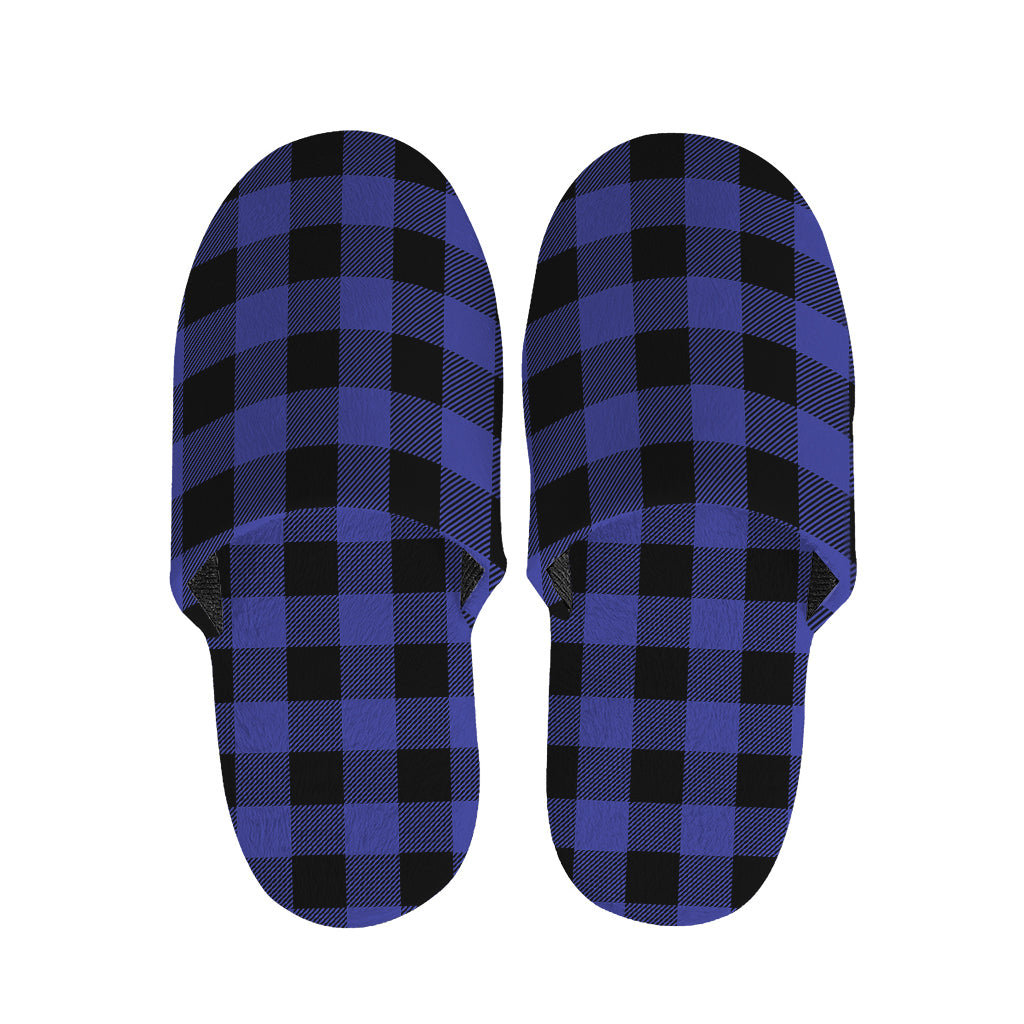 Blue Violet And Black Buffalo Check Print Slippers
