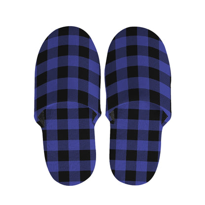 Blue Violet And Black Buffalo Check Print Slippers