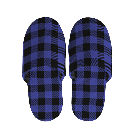 Blue Violet And Black Buffalo Check Print Slippers