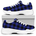 Navy Blue And Black Buffalo Check Print White Chunky Shoes