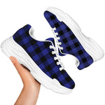 Blue Violet And Black Buffalo Check Print White Chunky Shoes