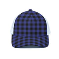 Navy Blue And Black Buffalo Check Print White Mesh Trucker Hat