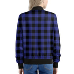 Blue Violet And Black Buffalo Check Print Women's Bomber Jacket