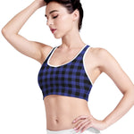 Blue Violet And Black Buffalo Check Print Women's Sports Bra