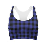 Blue Violet And Black Buffalo Check Print Women's Sports Bra
