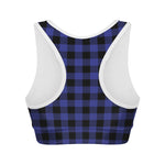 Blue Violet And Black Buffalo Check Print Women's Sports Bra