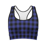 Blue Violet And Black Buffalo Check Print Women's Sports Bra