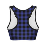 Blue Violet And Black Buffalo Check Print Women's Sports Bra