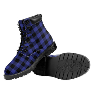 Blue Violet And Black Buffalo Check Print Work Boots