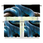 Blue Viper Snake Print 3 Piece Kitchen Curtains