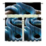 Blue Viper Snake Print 3 Piece Kitchen Curtains