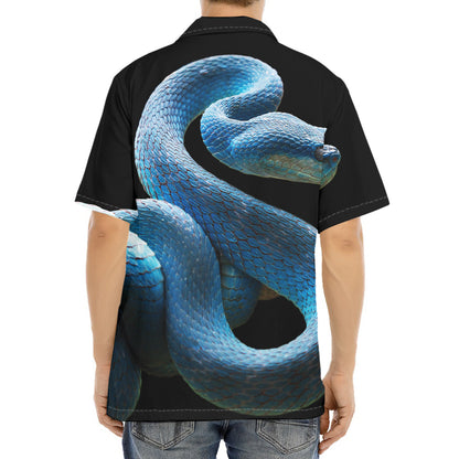 Blue Viper Snake Print Aloha Shirt