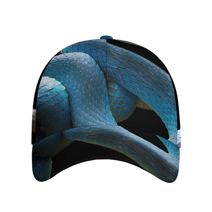 Blue Viper Snake Print Baseball Cap