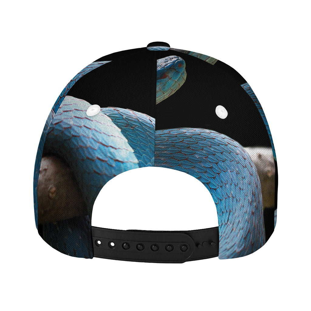 Blue Viper Snake Print Baseball Cap