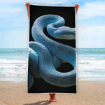 Blue Viper Snake Print Beach Towel