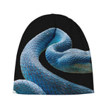 Blue Viper Snake Print Beanie
