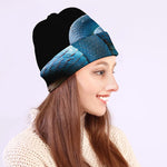 Blue Viper Snake Print Beanie