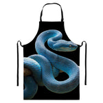 Blue Viper Snake Print Bib Apron With Pocket