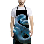 Blue Viper Snake Print Bib Apron With Pocket