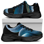 Blue Viper Snake Print Black Chunky Shoes