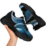 Blue Viper Snake Print Black Chunky Shoes