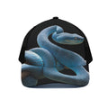 Blue Viper Snake Print Black Mesh Trucker Hat