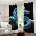 Blue Viper Snake Print Dimout Grommet Curtains