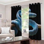 Blue Viper Snake Print Blackout Grommet Curtains