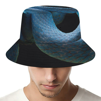 Blue Viper Snake Print Bucket Hat